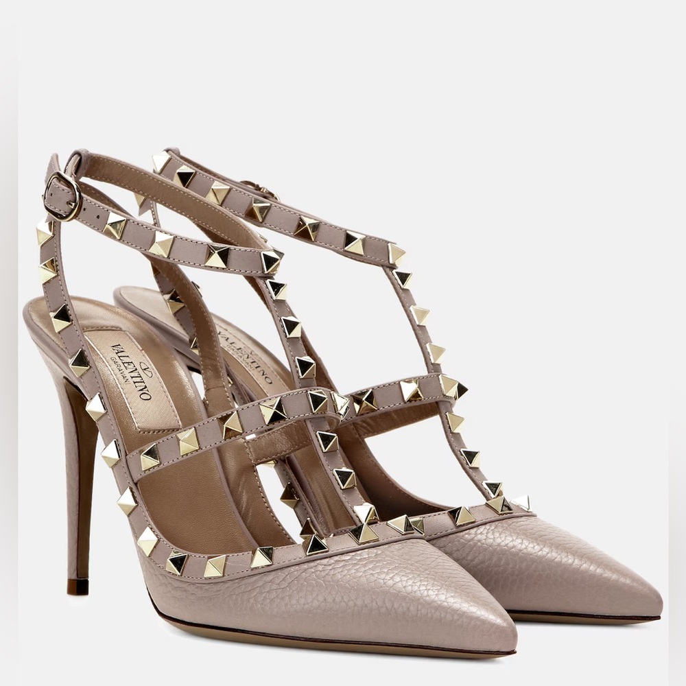 Brand NIB Valentino Garavani Rockstud Caged Nude Shoes Pumps 39.5